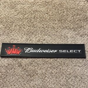 Budweiser Select Black Bar Mat with Red Crown
